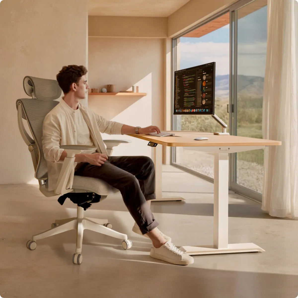 Slyora - Bureau assis-debout électrique réglable pour espace de travail