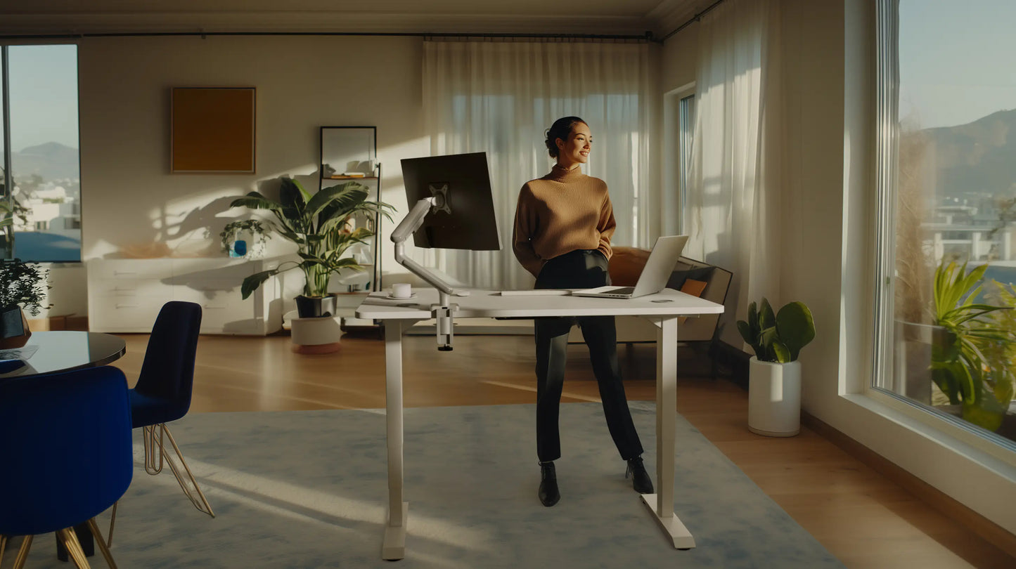 Slyora - Bureau assis-debout électrique réglable pour espace de travail
